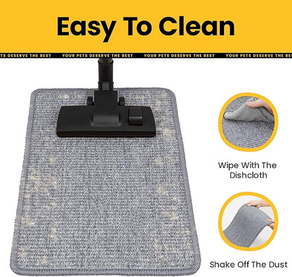 Cat Scratcher Mat,Natural Sisal Cat Scratch Pad with Hook&Loop Tape,Horizontal Floor Kitty Scratching Pads Rug for Indoor,Pet Furniture Protector for Couch&Carpets&Sofas, Large, Grey