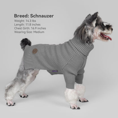 cyeollo Dog Sweater Warm Turtleneck Knitted Sweaters with Sleeve Winter Dog Clothes Sweaters for Dogs, Grey L