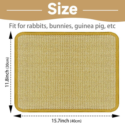 DYAUS Bunny Scratch Pad, Natural Sisal Rabbit Scratching Mat for Claws and Teeth Care, Indoor Bunny Chew Toys Bunny Bed for Biting Sleeping Nesting (1PC, 16x12in)