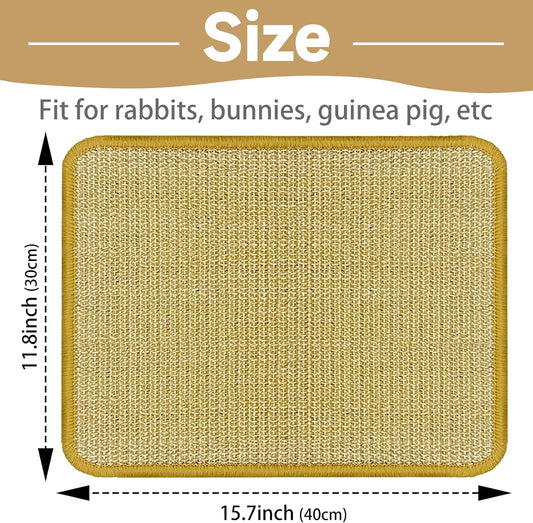 DYAUS Rabbit Scratching Pad, Sisal Bunny Scratch Pad, Natural Rabbit Foraging Mats for Cages, Indoor Bunny Toys Accessories for Bedding Biting Sleeping Resting (2PCS, 16x12in)