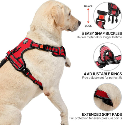 NESTROAD No Pull Dog Harness,Adjustable Oxford Dog Vest Harness with Leash,Reflective No-Choke Pet Harness with Easy Control Soft Handle for Small Dogs(Small,Red)
