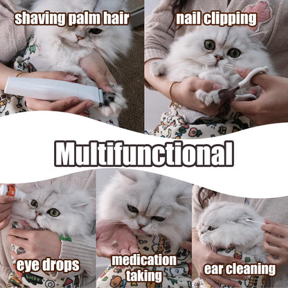 21.7" Cat Grooming Wrap Cat Wrap for Cutting Nails Cat Restraint for Nail Clipping Cat Swaddle Wrap Cat Burrito Wrap M(Within 6lbs) Anti-Scratch Anti-Escape Multifunctional Pet Tool