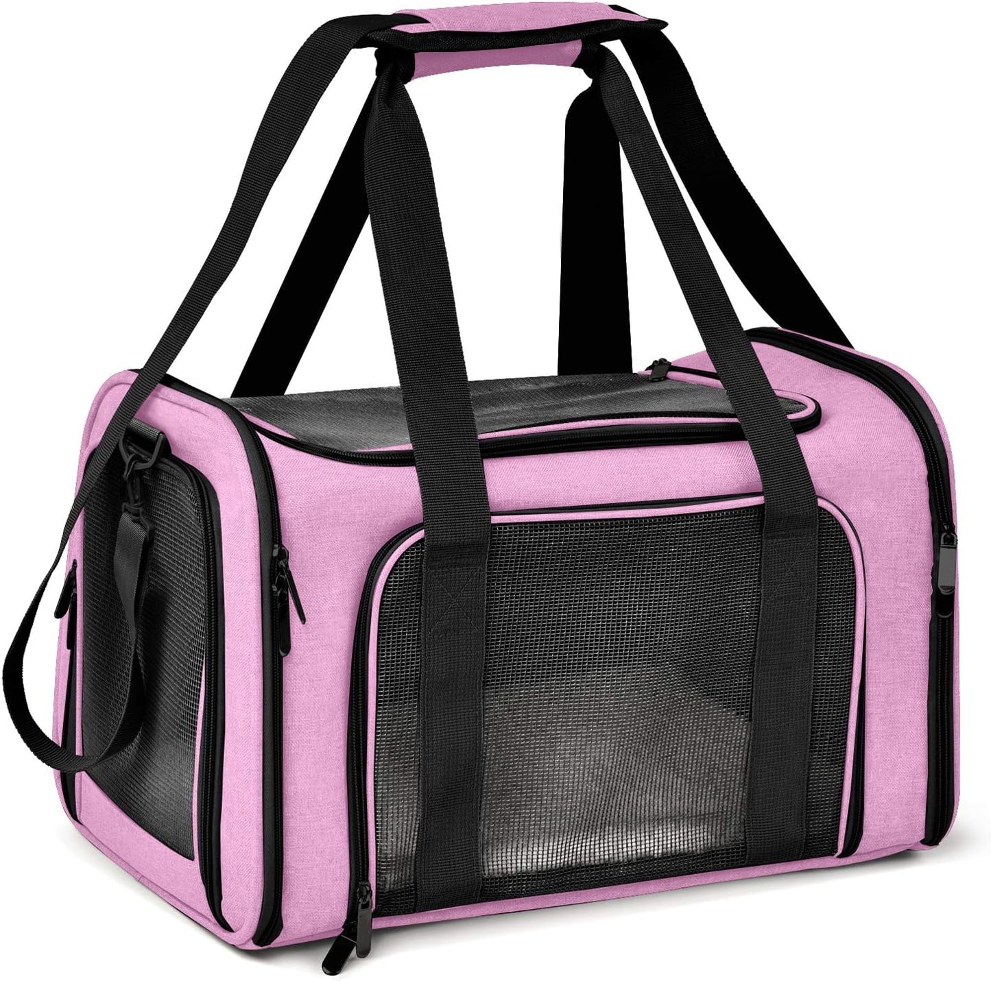Large Cat Carriers Dog Carrier Pet Carrier for Large Cats Dogs Puppies up to 25Lbs, Big Dog Carrier Soft Sided, Collapsible Travel Puppy Carrier - Large - Pink