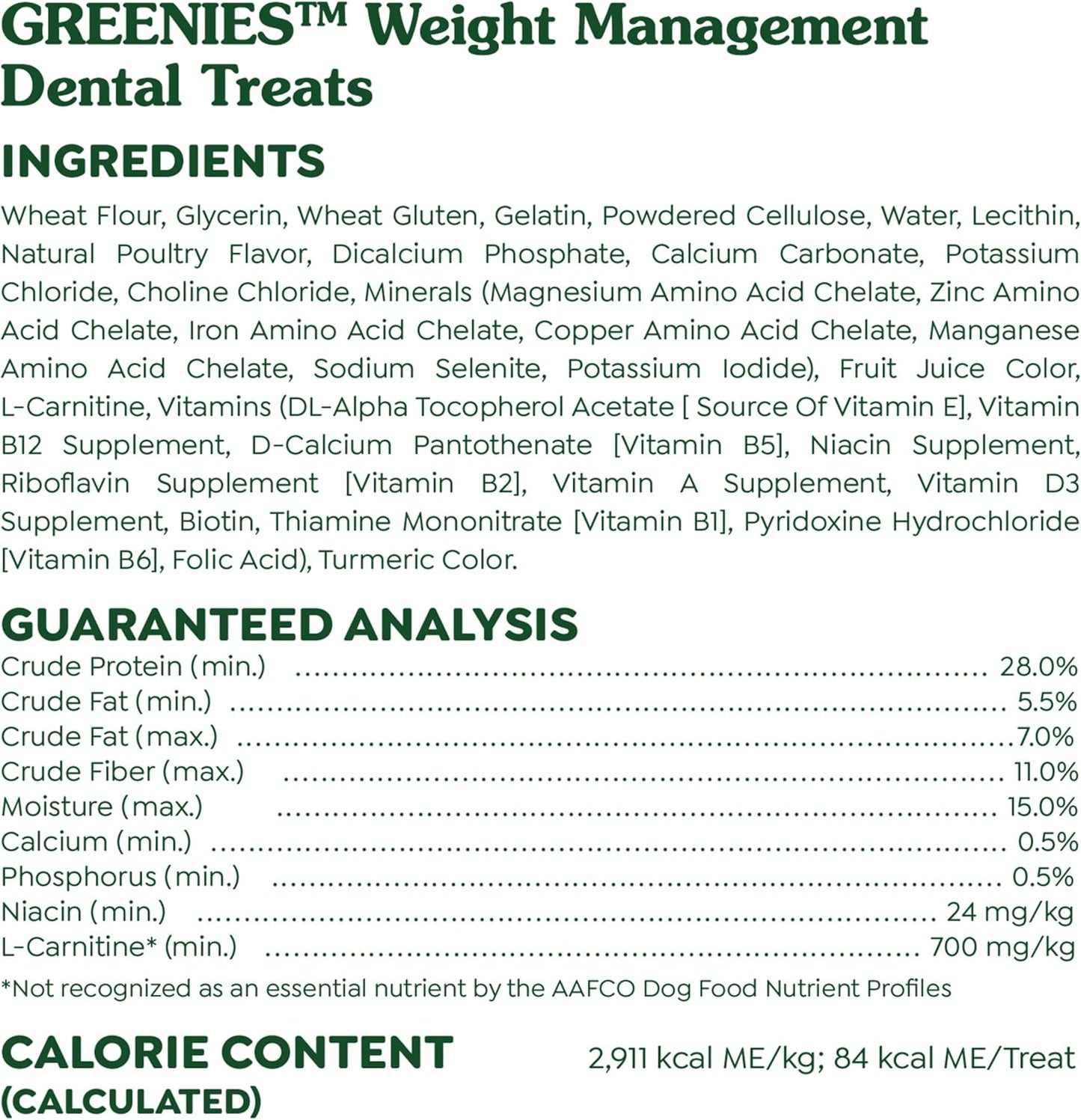 Greenies Weight Management Regular Dog Dental Chews Weight Control Dog Treats, 27 oz. Pack (27 Treats)