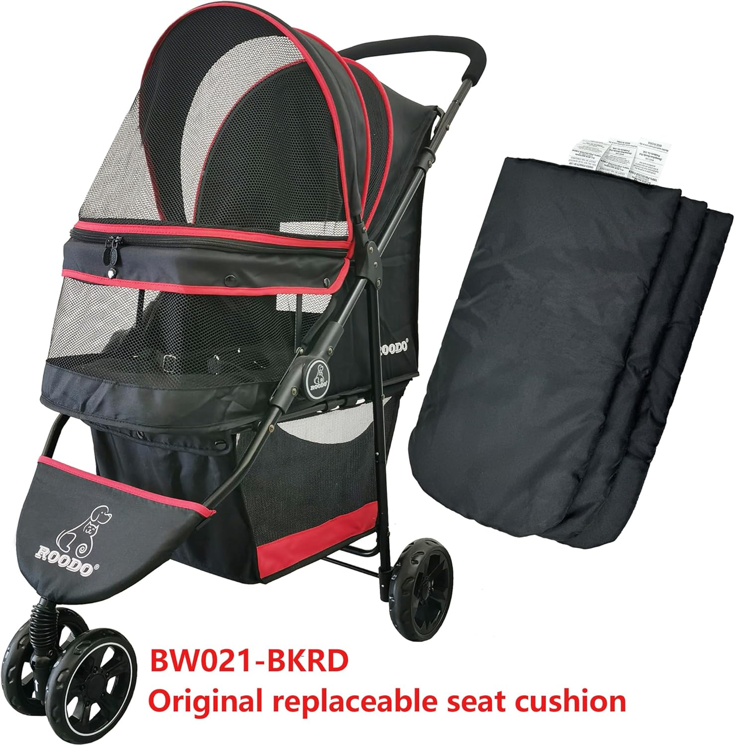 ROODO Pet Stroller Inner Pad for Exclusive Use,Original,Replaceable,Easy to Clean,Set of 3 pc(Black) - Pawvie