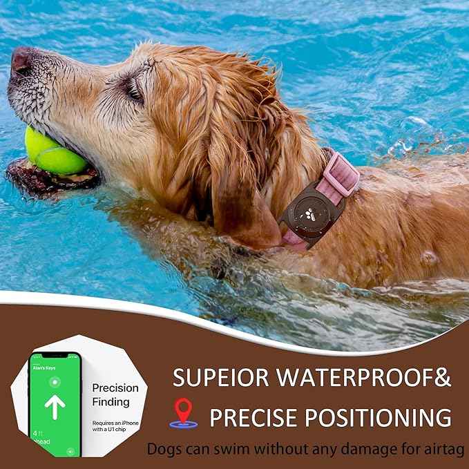 Waterproof Dog Collar GPS Tag Case [1 Pack] - Durable TPU+Silicone Holder, Lightweight Full Protection Cover, Chocolate