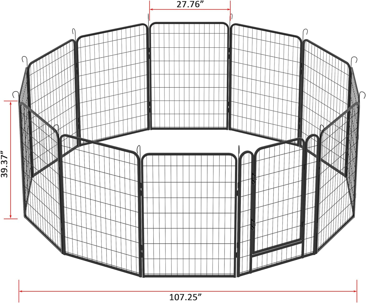 Dog Playpen, Outdoor Dog Fence, 8 Panels, 40" H Dog Pen for Large/Medium/Small Dogs, Heavy Duty Metal Pet Fence with Gate, Portable Dog Fence for RV Camping and Yard (Black)