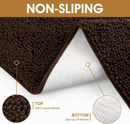 Dog Door Mats for Muddy Paws, Chenille Absorbent Door Mats, Non Slip Heavy Mud Mat for Dogs, Soft Indoor Door Mat for Entryway, Mud Paws, Inside Floor,36" X 24", Brown