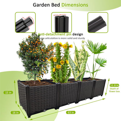 Large Planters for Outdoor Plants pots Elevated Garden Boxes Raised Garden Bed Garden Patio Balcony Deck to Planting Flowers Vegetables Tomato and Herbs