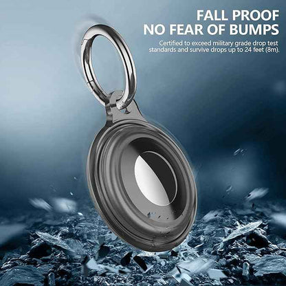 2 Pack IPX8 Waterproof Compatible with AirTag Keychain Holder Case,Lightweight, Anti-Scratch, Easy Installation,Soft Full-Body Shockproof for Luggage,Key Ring,Dog Collar,Belt Key Clip(Black/Clear)