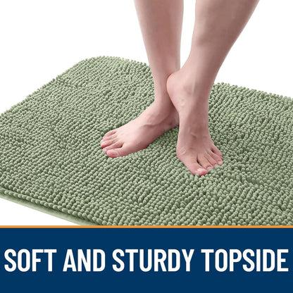 OLANLY Dog Door Mat for Muddy Paws 24x16, Absorbs Moisture and Dirt, Absorbent Non-Slip Washable Doormat, Quick Dry Chenille Mud Mat for Dogs, Entry Indoor Entryway Carpet for Inside Floor, Sage Green