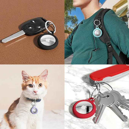 oakxco for Airtag Keychain Silicone, Airtag Holder with Key Ring, Air Tag Cover Cute Accessories for Kids, Luggage, Car Dog Collar, Car, Compatible with Apple Airtag Case Waterproof Tracker, Red