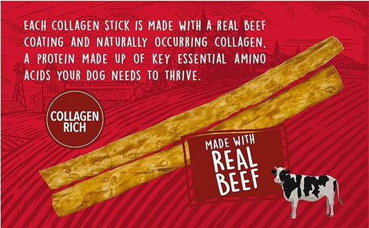 Healthy Chewers, Natural Collagen and Beef Sticks for Dogs, High Protein and Limited Ingredient Dog Chews, 100 Count (Pack of 2)