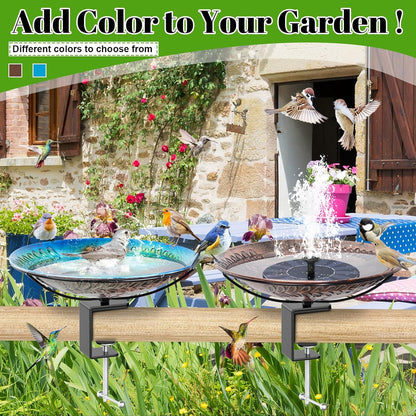 Deck Mounted Bird Bath for Outside, Detachable Birdbath Bowl with Sturdy Clamp, Outdoor Bird Baths Bowl for Attracting Birds Garden Yard Decor (Vintage Copper Turtle)