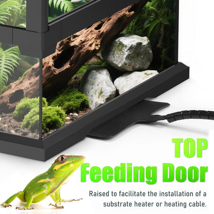 12’’x 12’’x 18’’ Reptile Terrarium with Full View Tempered Glass, 10 Gallon Reptile Habitat Comes with Mesh Top Vent, Suitable for Small Reptiles Such as Gecko, Snake, Frog and Mantis