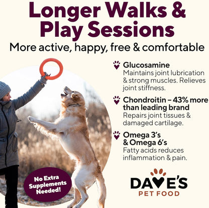 Dave's Pet Food Glucosamine Chondroitin for Dogs, Hip and Joint Support, Gluten-Free, Wet Senior Dog Food, 13.2 oz (Case of 12)