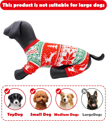 PET SHOW 4 Pack Christmas Small Dog Pajamas Holiday Dog Clothes for Medium Dogs Girl Boy Soft Stretchy PJs Xmas Jumpsuit Puppy Onesies Red Green Outfits with Sleeve Pets Dachshund Costume XL