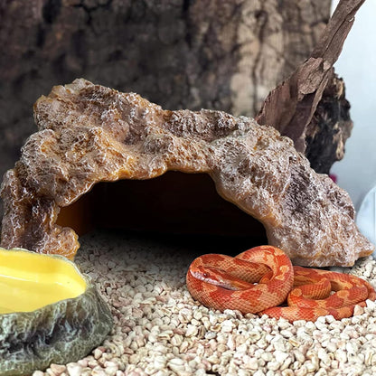 Reptile Rock Reptile Hide Cave Hideout Terrarium Habitat Decor Ornament Shelter for Hermit Crab Spider Frogs Amphibians Small