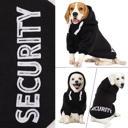 SAWMONG Dog Security Hoodie,Flannel Pet Hooded Sweater with Hat Puppy Pullover Sweater Shirt,Dog (Black,L)