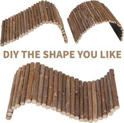 2PCS Reptile Hideout Hermit Crab Bendable Bridge, Wooden Hermit Crab Hideout Climbing Toys, Reptile Tank Habitat Decor Hiding Hut for Lizards, Mice, Spiders