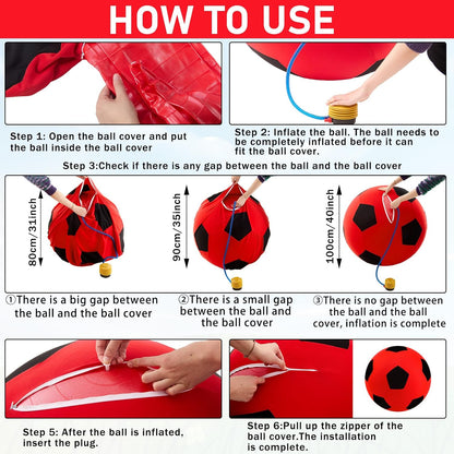 40inch Giant Herding Ball with Ball Cover Anti Burst Please Watch VCR for How to Inflation Horse Toys for Horses Stall Entertainment Play, Pump Included(Red Color,Stylish)