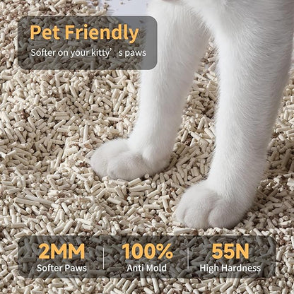 FUKUMARU Tofu Cat Litter, 12 LBS Clumping Cat Litter, Dust Free, Natural, Unscented, Flushable, Lightweight, Low Tracking, Mixed Apple Wood, 24/7 Odor Control, 6 lb x 2 Bags