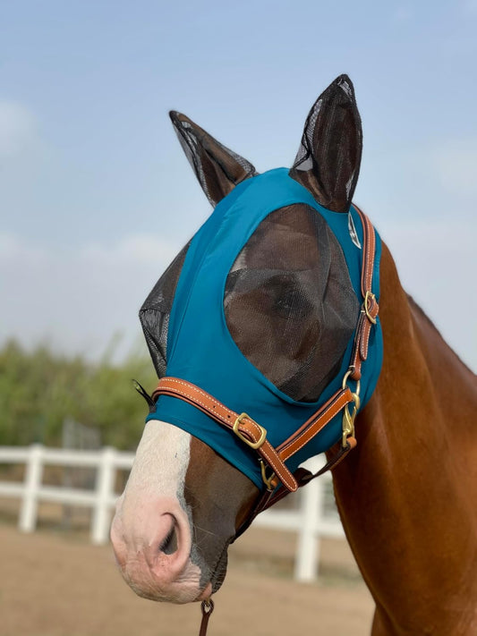 Horse Fly Mask Super Comfort Horse Fly Mask Elasticity Fly Mask with Ears We Only Make Products That Horses Like… (Dark Green, M)