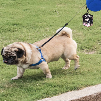 Petmolico Dog Poop Bag Holder Leash Attachment, Dog Waste Bag Dispenser Zippered Pouch, Fits Any Leash, Includes Free Roll of Poop Bags Dispenser - 2 Pack, Colorful Leopard