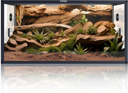 120 Gallon Bearded Dragon Tank,48" x 24" x 24" Reptile Tank with Sliding Door Top Screen Ventilation, Front Opening Reptile Enclosure for Easy Maintenance