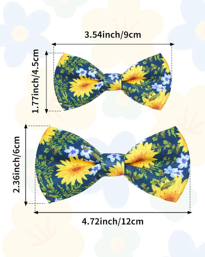 PET SHOW 10 Pack Floral Small Dog Bow Ties Sliding Collar Attachments Puppy Cats Spring Bowties for Medium Dogs Sunflower Rose Bowknots Party Holiday Pet Grooming Accessories(Small)