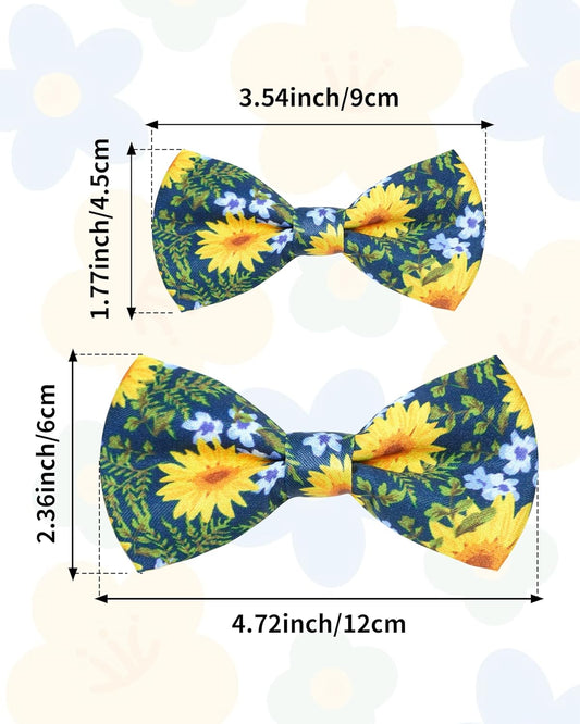 PET SHOW 10 Pack Floral Big Dog Bow Ties for Large Medium Dogs Sliding Collar Attachments Spring Bowties Sunflower Rose Bowknots Party Holiday Pet Grooming Accessories(Large)