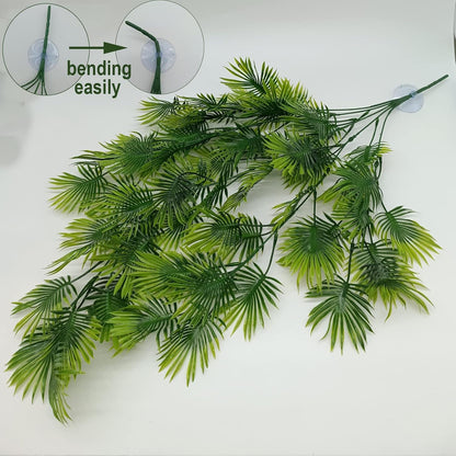 Reptile Plant for Bearded Dragon Tank Accessories, Terrarium Plant Artificial Decor for Snake Cage, Fake Plant for Leopard Gecko Habitat, Lizard Chameleon Ball Pythons (Group E)