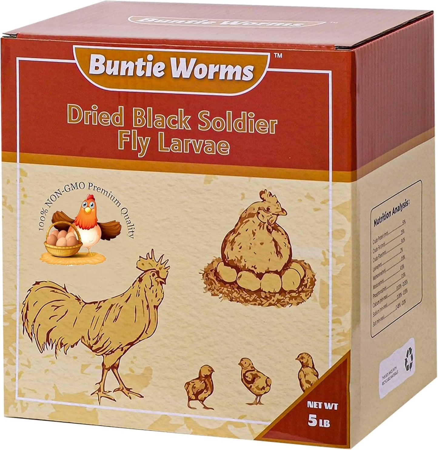 Dried Black Soldier Fly Larvae 5LB, High Protein Chicken Feed, 100% Natural Non-GMO – Treat for Chicken More Calcium Than Mealworms, Food for Laying Hen, Ducks, Wild Birds