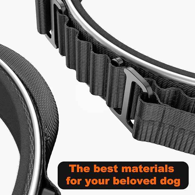 2025 New and Improved AirTag Dog Collar, Military Tactical Dog Collar with AirTag Holder - Adjustable Control Handle, Durable Metal Buckle, Comfortable GPS Dog Collars (M, Black)