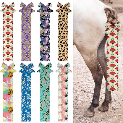 Eccliy 8 Pcs Horse Tail Bag Breathable Guard Stretchy 22" Slip on Horse Tail Wrap 2 Strand Closure Straps Grooming Supplies to Keep from Dirt Breakage Rubbing 8 Designs