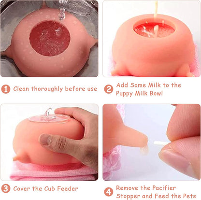 Puppy Feeder for Multiple Puppies, Pet Milk Feeder with Silicone Dog Nursing Station of 4, Puppy Milk Replacer for Puppies/Kittens