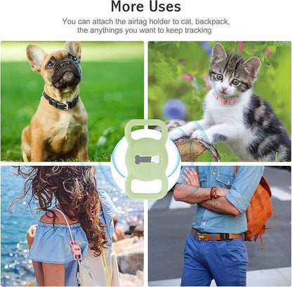 Airtag Leather Dog Collar for Small Medium Large Dog Adjustable Soft Padded Air Tag Puppy Collar Heavy Duty Metal Buckle Collar with Anti-Lost Airtag Holder Protective Case,S,Green