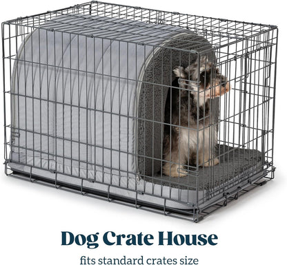 Orthopedic Dog Bed House - Dog House Indoor with Egg-Crate Foam - Tent Bed with Waterproof Lining & Nonskid Bottom, Ideal for Small Breeds & Fits 24-Inch Crate - 23"x16", Charcoal