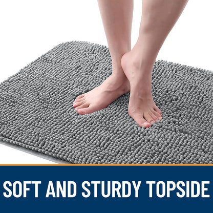 OLANLY Dog Door Mat for Muddy Paws 47x20, Absorbs Moisture and Dirt, Absorbent Non-Slip Washable Doormat, Quick Dry Chenille Mud Mat for Dogs, Entry Indoor Entryway Carpet for Inside Floor, Grey