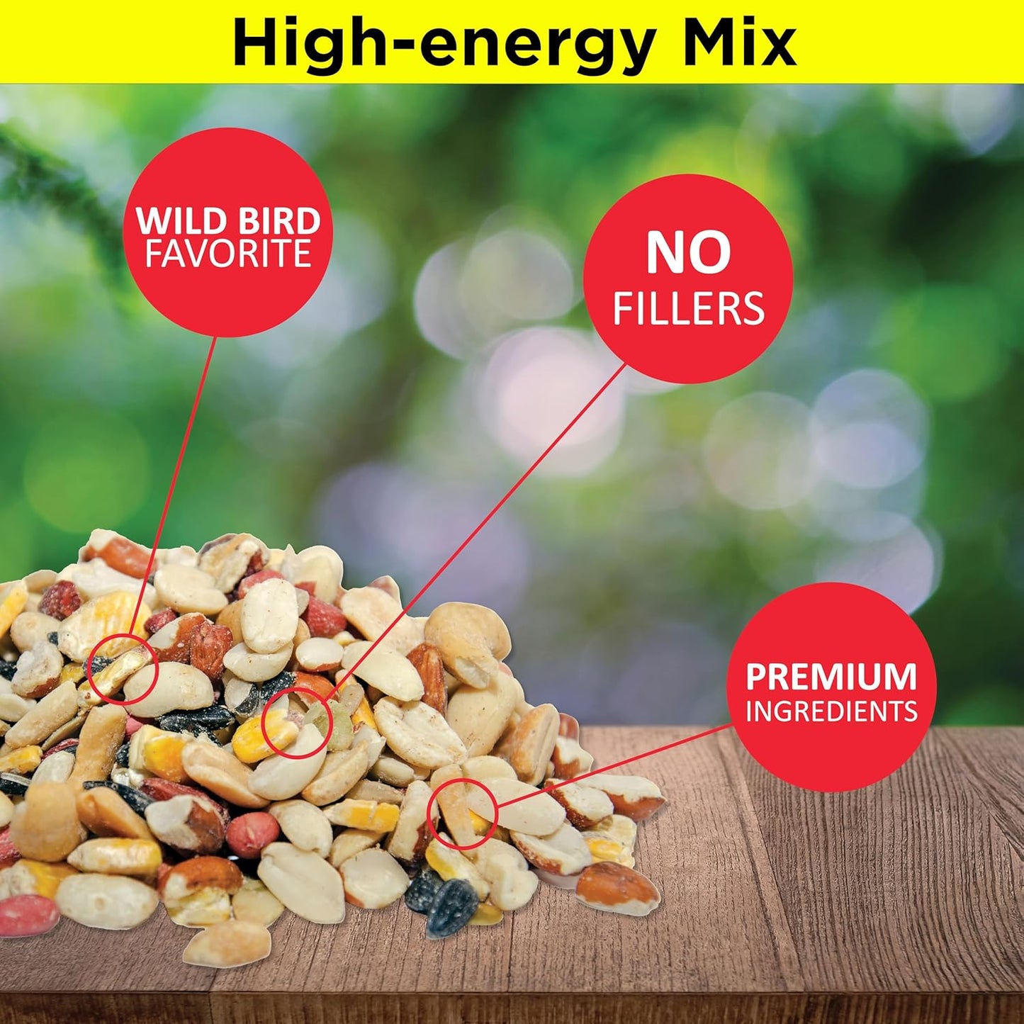 Lyric Fruit and Nut Wild Bird Seed - High Energy Wild Bird Food Mix - Attracts Woodpeckers, Chickadees & Other Songbirds - 10 lb. (pack of 2 - 5 lb bags)