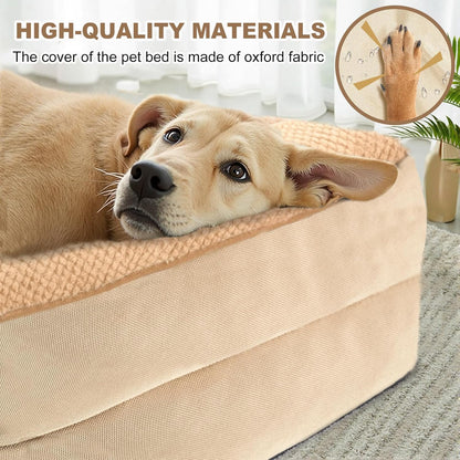 JOYELF Orthopedic Dog Bed for Extra Large Dogs, Foam Sofa Couch Bed, Waterproof with Removable Washable Cover and Nonskid Bottom, Durable - Khaki