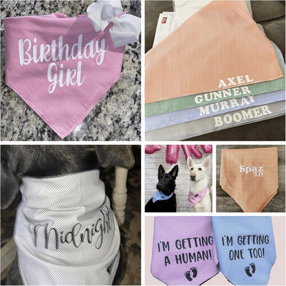 Small Dog Bandanas-5PCS DIY Bandanas Green Orange Pink Blue Gray Dog Scarfs Breed Bib Handkerchief for Small XS Dogs Puppies Pets Cats