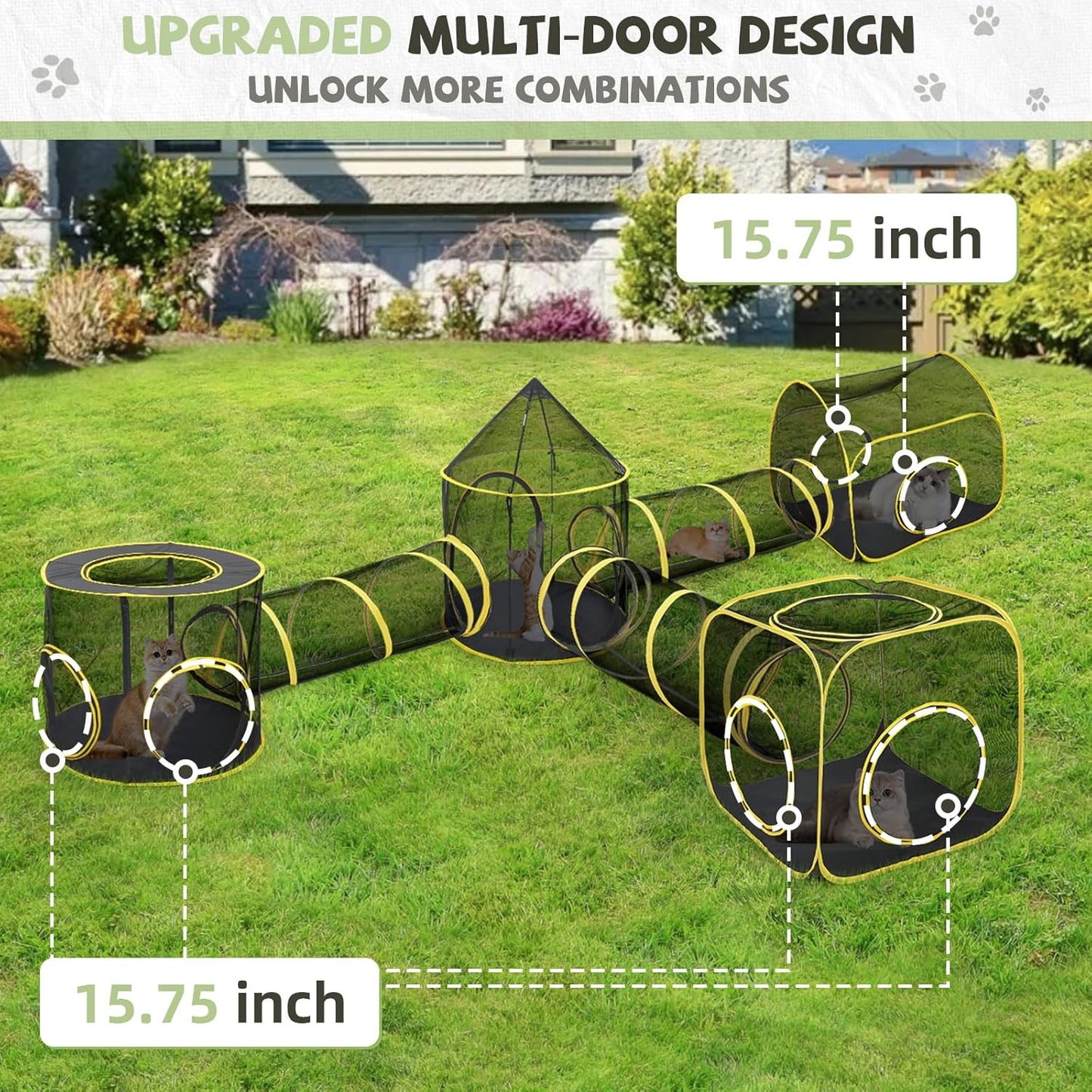 Outdoor Cat Enclosures for Indoor Cats, Outdoor Cat Tent with Tunnel for Multiple Cats, Cat Playpen for Pet Kitty Rabbits Ferrets Puppy and Other Small Animals, (Styles 6)