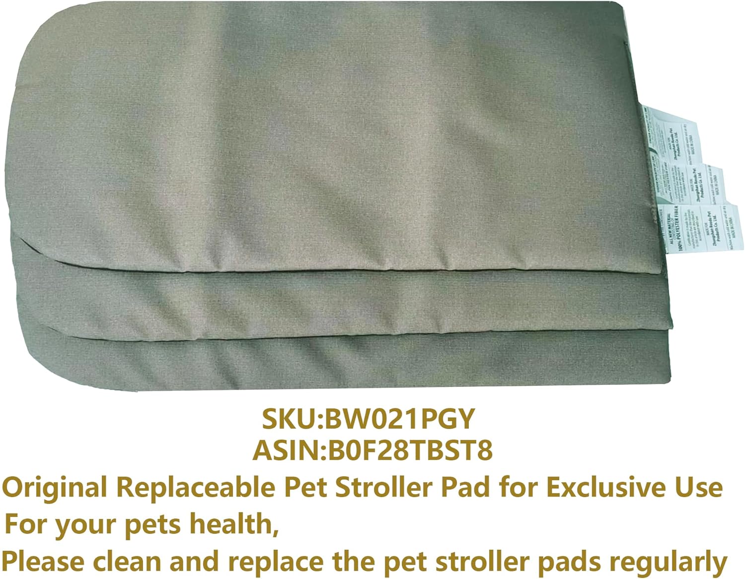 ROODO Pet Stroller Inner Pad for Exclusive Use,Original,Replaceable,Easy to Clean,Set of 3 pc(Gray) - Pawvie