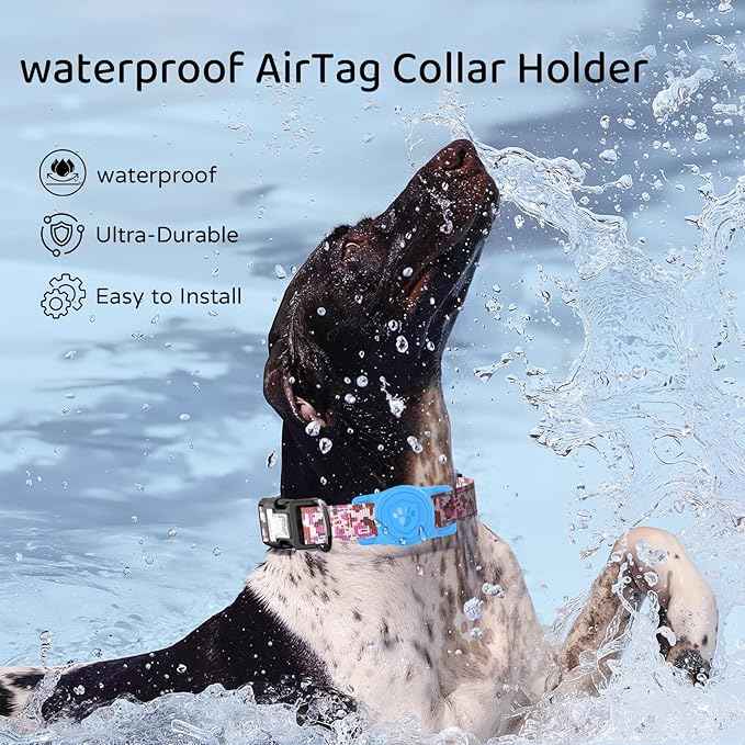 for Airtag Dog Collar Holder – IP68 Waterproof Air Tagholder for Dog Collar, Anti-Lost & Durable Silicone Case, Compatible with Apple Air Tags (Blue)