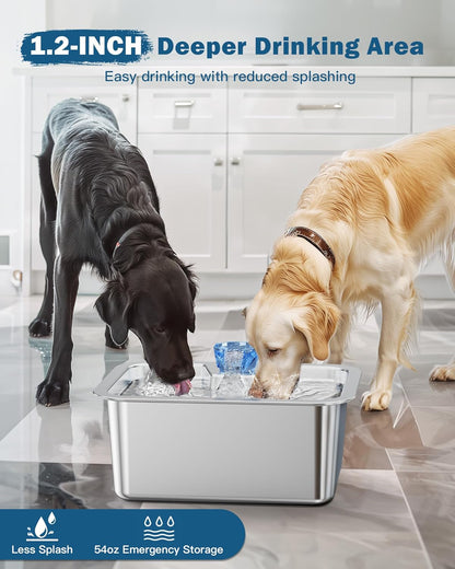 Large Dog Water Fountain Stainless Steel,3 Gallon Extra Big Pet Water Fountain for Large Dogs with 4 Filters,Automatic Dog Water Bowl Dispenser Drinking Fountains,Easy to Clean,Quiet Pump