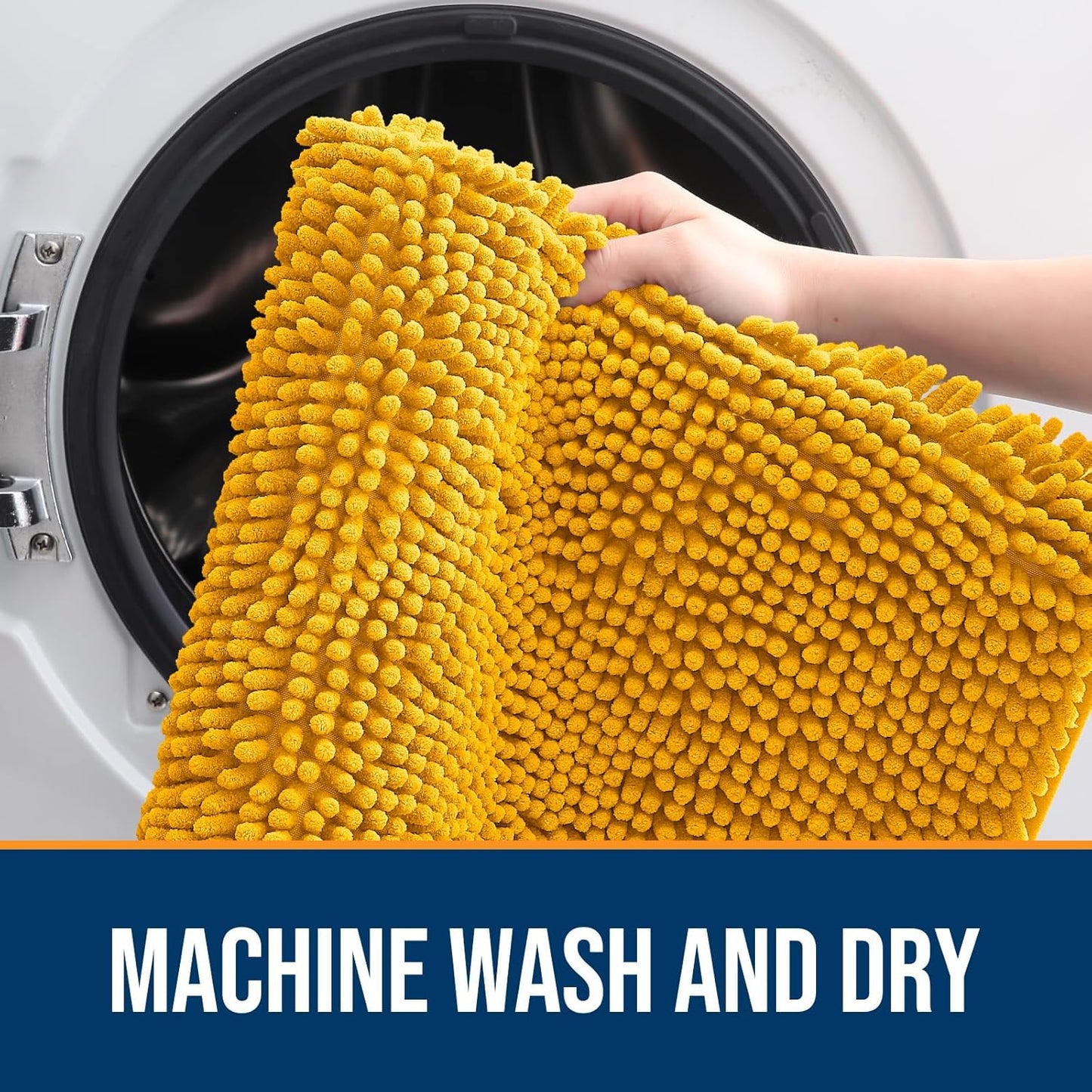 OLANLY Dog Door Mat for Muddy Paws 30x20, Absorbs Moisture and Dirt, Absorbent Non-Slip Washable Doormat, Quick Dry Chenille Mud Mat, Entry Indoor Entryway Carpet for Inside Floor, Golden Yellow