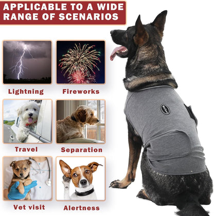 Dog Anxiety Vest, Skin-Friendly Thunder Jacket for Dogs, Dog Calming Shirt for Thunder, Fireworks, Vet Visits and Separation - Keep Pet Calm Without Medicine & Training, Anti Anxiety for Dogs