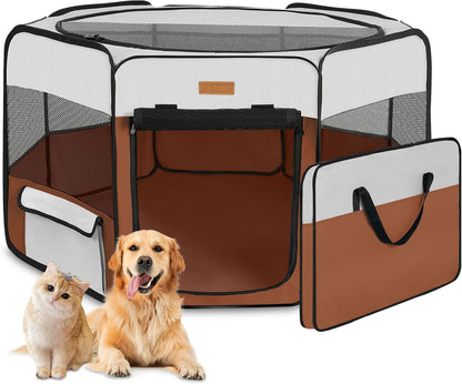 Dog Playpen, Portable Pet Play Pen for Cat, Puppies, Rabbits, Chickens, Foldable Large-Capacity Pet Tent for Indoor/Outdoor Travel Camping (Size XL Without Carry Bag)