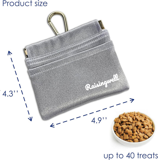 Dog Treat Pouch, Pocket Sized Pet Training Pouch, Hand Free Bronze Dog Walking Bag with Carabiner, Self-Closing Pet Feed Snack Reward, for Puppy Travel or Outdoor Use, NanoPTC